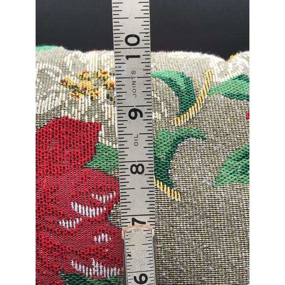 Happy Holidays 2 Needlepoint Petit Retangle Couch Throw Pillows Red Poinsettia - Picture 7 of 8